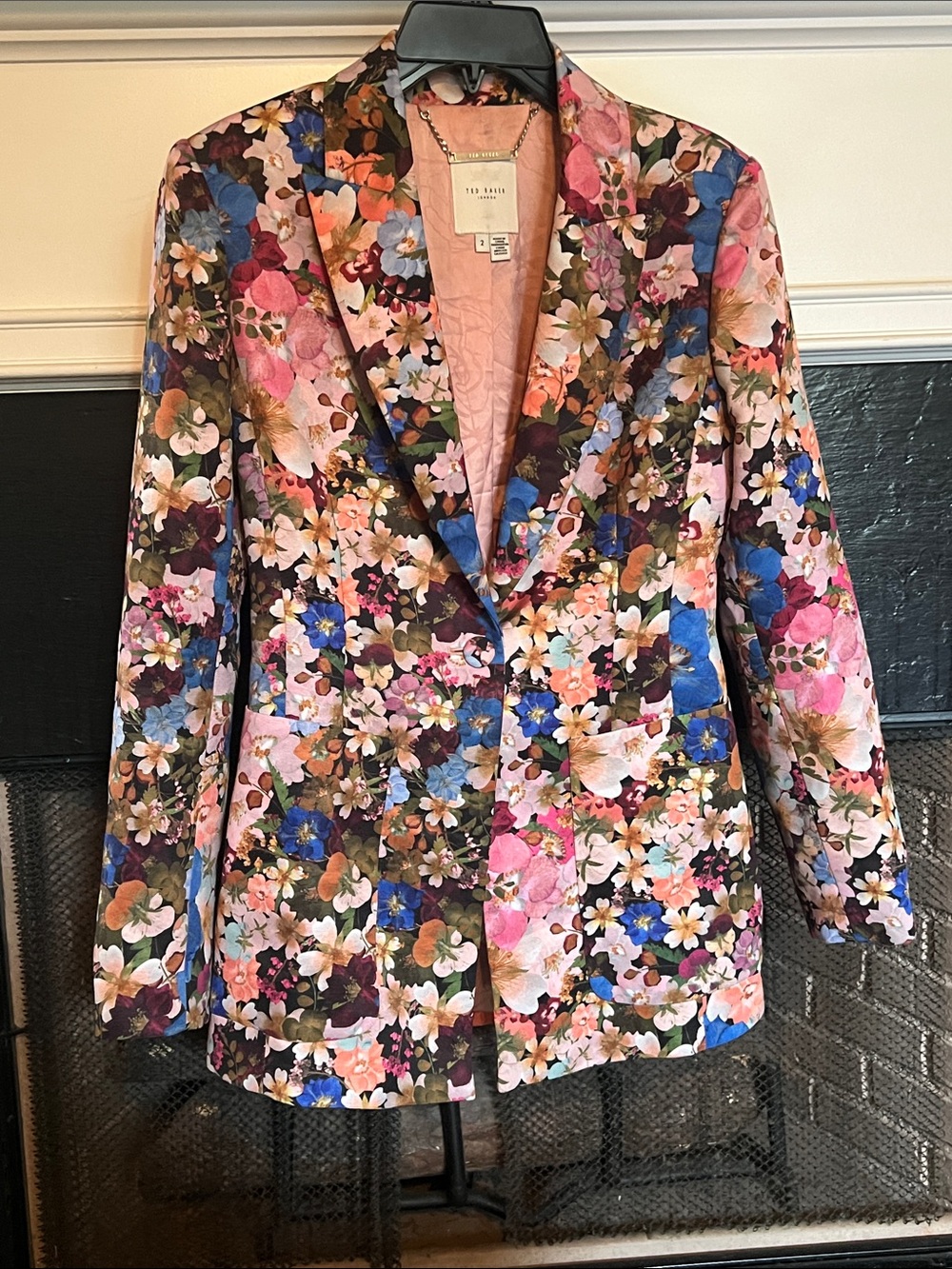 Ted Baker Multi-Color Floral Blazer Jacket Size 2